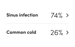 Sinus infection 74 percent; common cold 26 percent